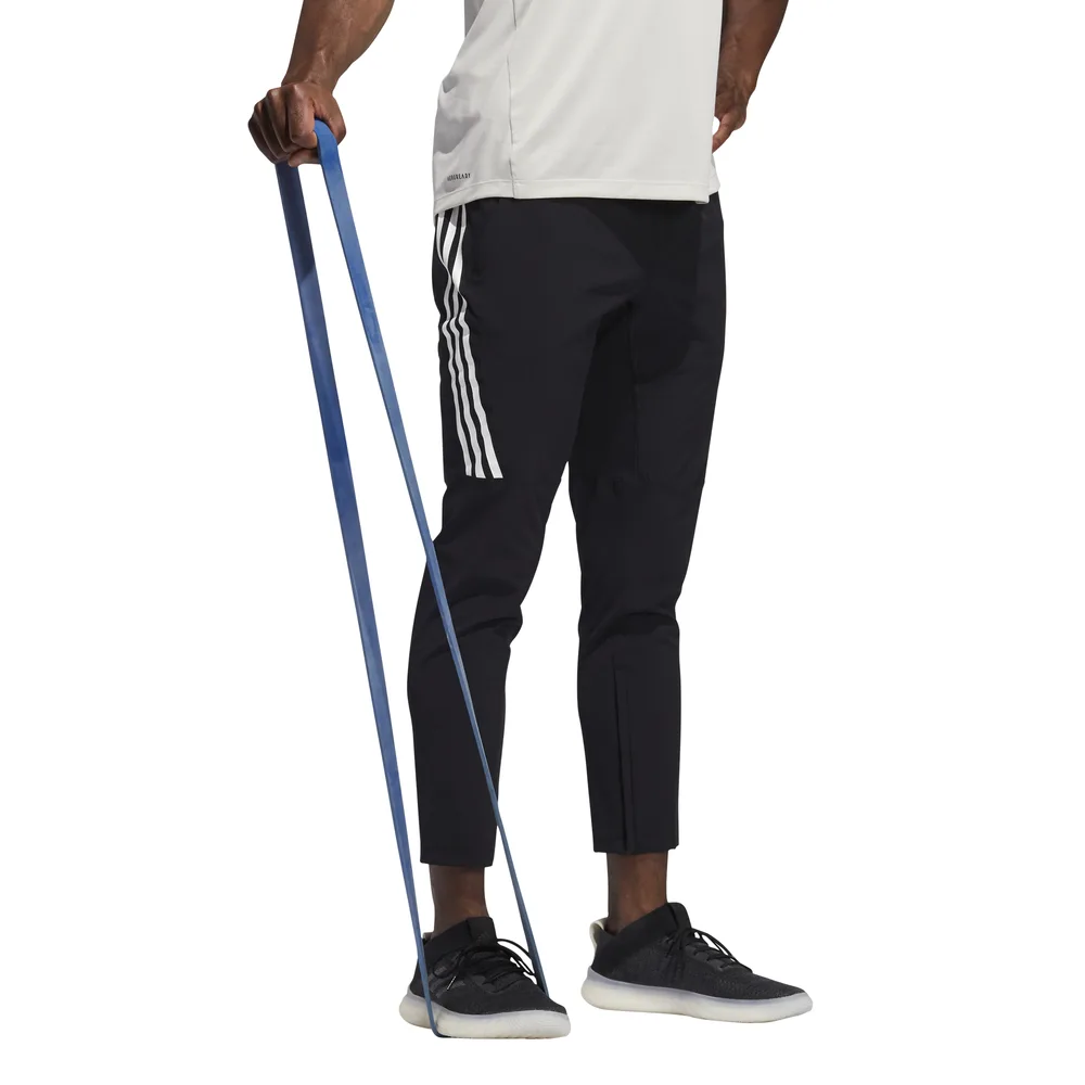 Adidas Men's Aero 3 Stripe Trackpants - Black/ White - Image 3