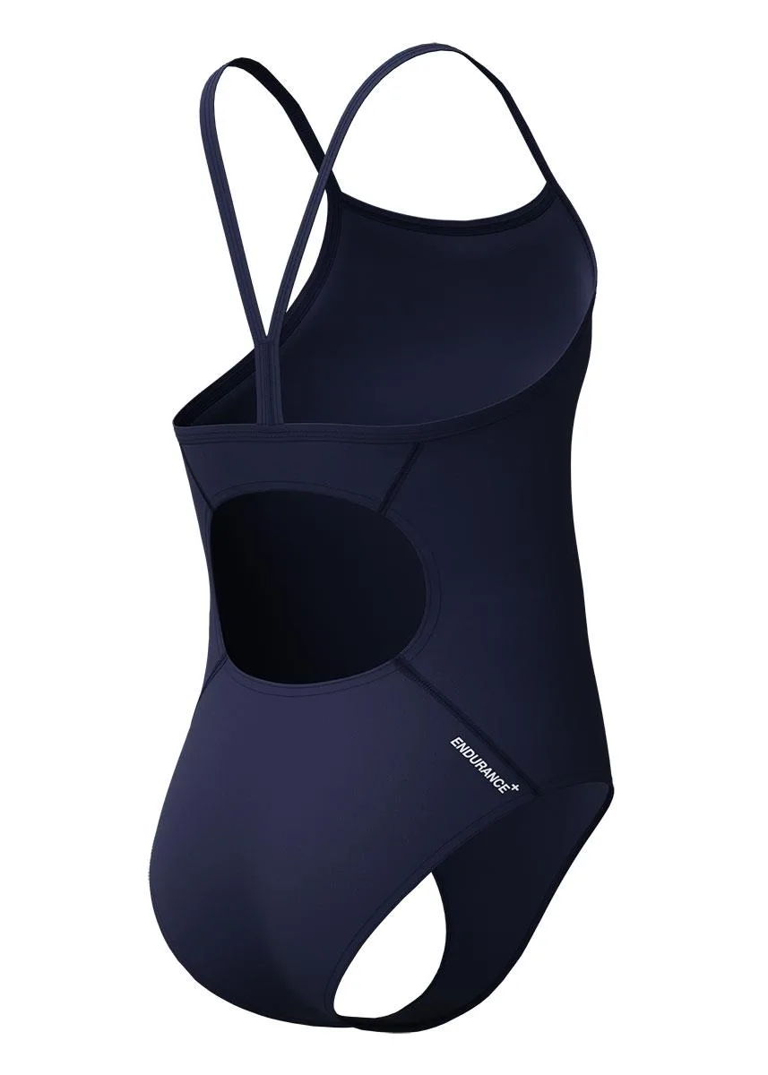 Speedo Girls Endurance+ Logo Thinstrap Swimsuit - Navy Blue - Image 4