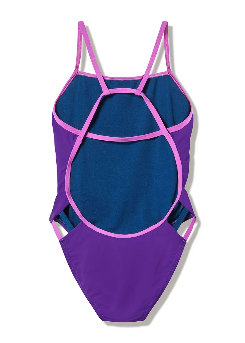 Speedo Women's Solid Tri Back Swimsuit - Purple - Image 2