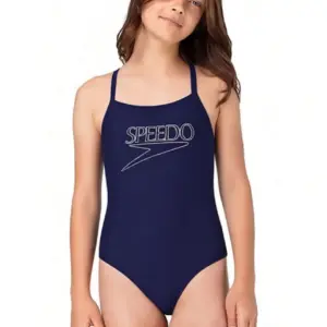 Speedo Girls Endurance+ Logo Thinstrap Swimsuit - Navy Blue